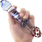 Double-Ended Dildo Glass Anal Dildo G-Spot Prostate Massage Butt Plug Masturbation Sex Toys Crystal Pleasure Wand 3D Swirl Texture Mushroom Tip Particles Penis Dong For Men Women And Couples