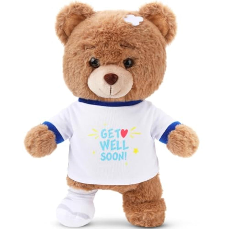 Get Well Soon Gifts For Kids Injured Recovery Bear Stuffed Animal Gifts Bear For Kids Adult With Broken Arm After Surgery Soft Bandage Plush 10 Inches(Brown,Leg Injury)