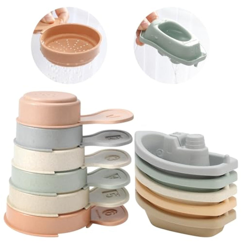 Bath Toys Floating Boats Train With Bathing Spoon,11 Pcs Water Table Toys Mold Free Baby Bath Toys For Toddlers 1-3 Infants 6-12-18 Months,Bathtub Toys Shower Toys For 1 2 3 4 Year Old