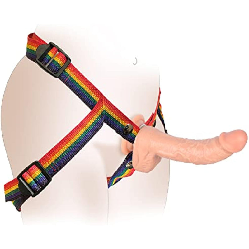 Strap-On Realistic Silicone Dildo, Wearable Sex Harness For Couple Pegging, Women Lesbian Female Masturbation, Sex Fun, 8.7'', (No Vibrations)