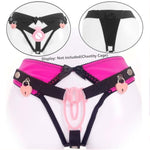 Female Invisible Chastity Belt Underwear Invisible Thong Pant With Anti-Off For Sissy Male Chastity Cage Devices Elastic Band Penis Cage Accessories (Pink With Lock, L)