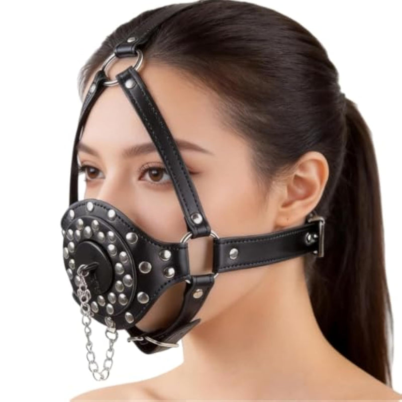 YShape Adjustable Bondage Head Harness with Ball Gag for Couples Roleplay and Cosplay