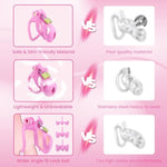 Male Chastity Cage Device - Lightweight Cock Cage With 3 Testicle Space Connection & 4 Cock Rings, Double Metal Lock Penis Cage With 5 Disposable Lock, Bondage Gear & Accessories Adult Sex Toy For Men