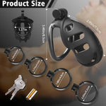 Chastity Cage Cock Cage, Male Chastity Device With 4 Sizes Of Rings, 3D Printed Lightweight Resin Male Chastity Cage Hidden Lock Penis Cage Bondage Gear & Accessories Abstinence And Exercise Black