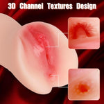 1.2 Pound Dual Channel Realistic Textured Male Masturbator for Men, 3D Pocket Pussy with TPE Material
