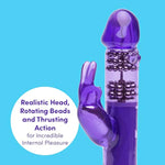 Jessica Rabbit Xtra Rabbit Vibrator - 4.5 Inch Rotating & Thrusting Vibrator For Women - 7 Patterns & 3 Speeds - Dual Stimulation Adult Sex Toy - Waterproof - Purple