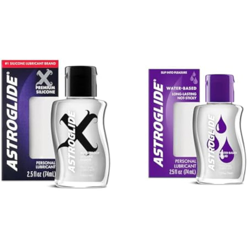 Astroglide Silicone Lube (2.5oz) and Liquid Personal Lubricant (2.5oz) Travel-Friendly Size Waterproof and Long Lasting Lubes