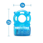 Stay Hard - Usb Rechargeable 5 Function Vibrating Cock Ring - Stretchy - Ipx7 Fully Submersible Waterproof - Last Longer - Harder Erections - Sex Enhancing Couples Toy For Men - Blue