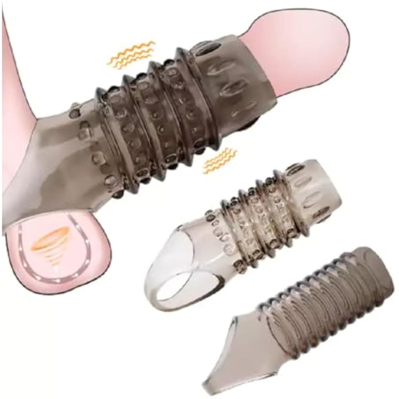 2 Pcs Cock Rings For Men Reusable Penis Enlarge Sleeve Realistic Silicone Delay Ejaculation Stronger Erection Enhancement Silicone Penis Sleeves