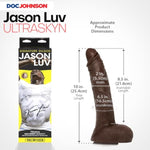 Doc Johnson Signature Series - Jason Luv - 10 Inch Realistic ULTRASKYN Dildo with Removable Vac-U-Lock Suction Cup - F-Machine & Harness Compatible - for Adults Only, Chocolate