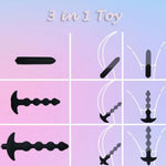 3 In 1 Vibrating Anal Beads Butt Plug With 10 Vibration Modes, Flexible Silicone Graduated Breasts Clitoris Vagina Prostate Massager ; Removable Bullet Vibrator Waterproof Anal Sex Toy For Unisex
