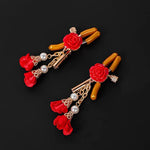 Bells Nipple Clamps Breast Chest Clamps Nipple Rings Noose Non Piercing Bra Body Chain For Sexual Pleasure Red Rose