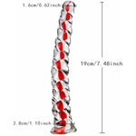 Sweetheart Swirl Glass Dildo & Anal Plug - 7.5 Inch Crystal Adult Sex Toy For G-Spot & Anal Stimulation, Vibrant Red Design, Temperature Play, Safe Borosilicate Glass, Suitable For Men & Women