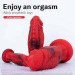 Realistic Thick Dildo with Big Head, Huge Dildo with Strong Suction Cup, Fat Thrusting Dildos with Muscle Design, Anal Dildo Expander, Silicone Red Monster Dildo for Men and Women