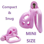 Pink Chastity Device For Men, Upgraded Ergonomic Nylon Resin Chastity Locked Cage With 4 Sizes Rings For Prevent Erection Penis Exercise Cook Cage Bondage Restraint Kit Sex Toy (Mini)
