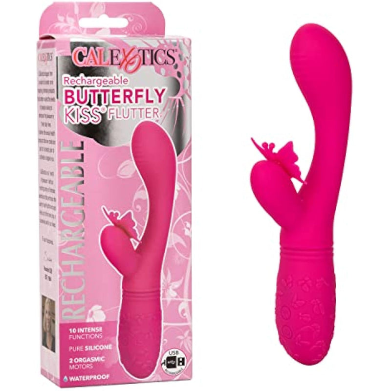 Rechargeable Butterfly Kiss Flutter – Rechargeable G Rabbit Massager Sex Toy For Women - Pink