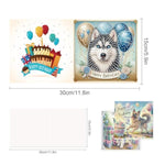 6 Set Dog Diamond Painting Birthday Cards, DIY Crystal Art Greeting Card Kit