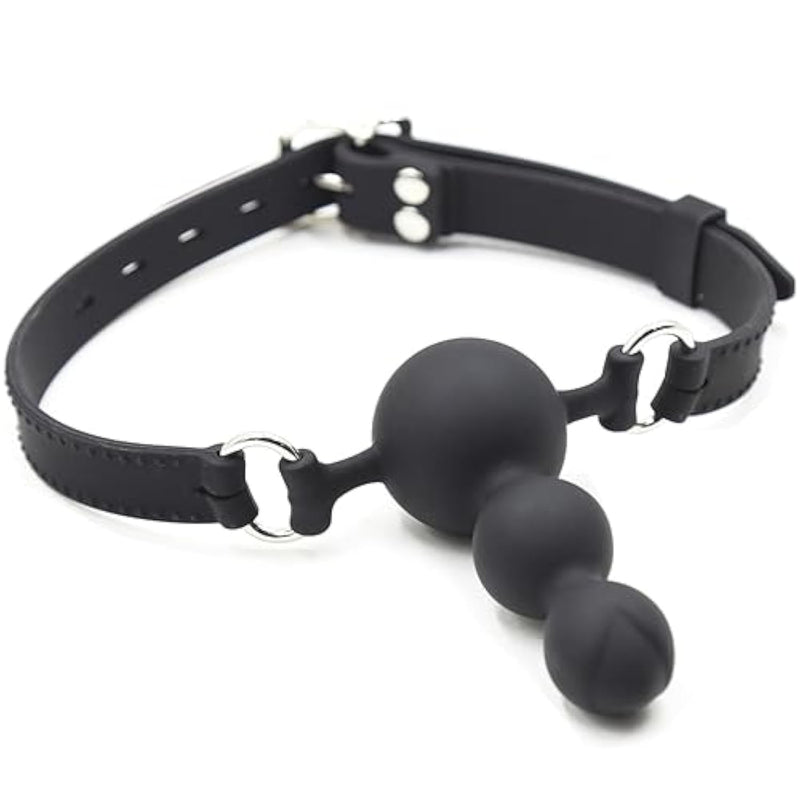 Silicone Ball Open Mouth Gag Three Beads Cock Dildo Penis Mouth Ball Gag Bondage Restraint Slave Gags Deep Throating Sex Toys For Couple