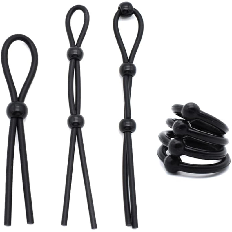 7Pcs Sex Toy Silicone Cock Ring Set Adjustable For Men Penis Ring Stronger Toys Delayed Enjoyment, Black