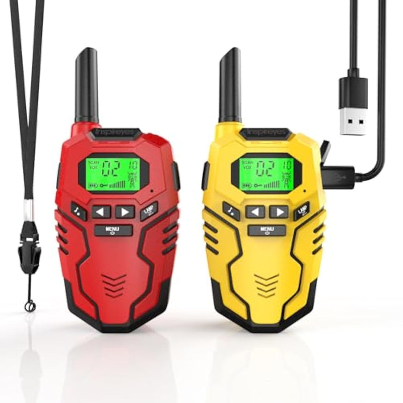 Walkie Talkies For Kids Rechargeable, Long Range 2 Way Radio, Outdoor Beach Camping Road Trip Role Play Toys Birthday Xmas Gift For Boys Age 7-12, 2 Pack