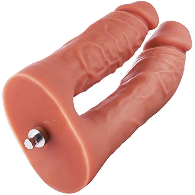 6.5" Double Penetrator Silicone Dildo For Premium For Sex Machine With Kliclok System, 5.5" Insertable Length, Vaginal And Anal Pleasure Toy - Amazing Series