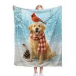 Golden Retriever Blanket Funny Dog Cardinal Throw Blanket Soft Warm Cozy Fuzzy Plush For Girls Women Lightweight Fleece Flannel Stuff Decor Blankets For Kids Adults 50"X40"
