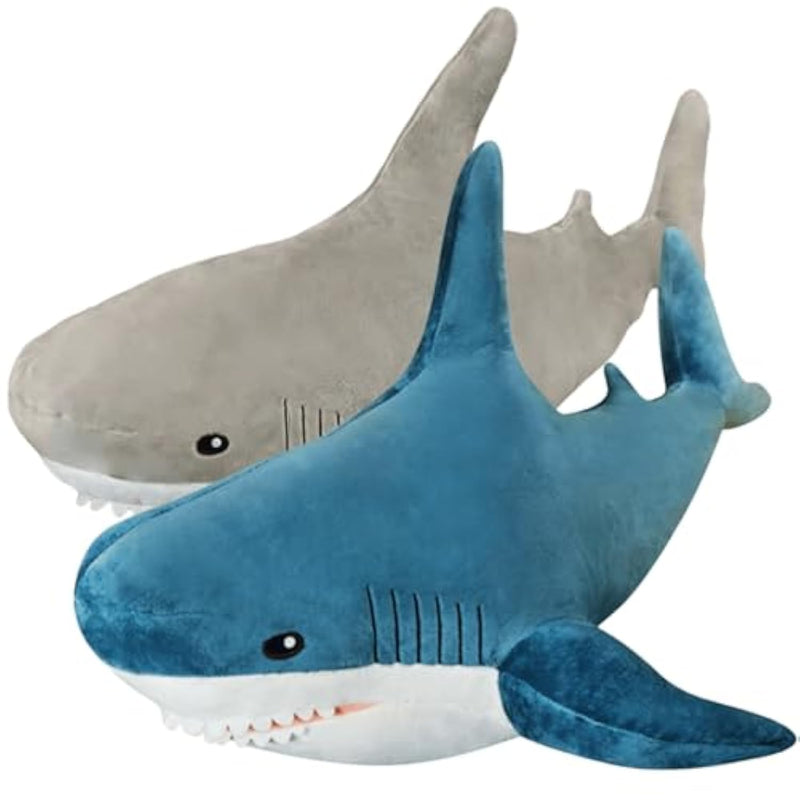 23.6 Inch Xxl Giant Shark Stuffed Animals,Chubbier Shark Pillow Soft Shark Plush Shark Body Pillow Stuffed Shark Décor, Perfect Chrismas Stress Relief Gift For Kids Women(2Pack)