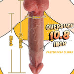 Realistic Thicker Huge Dildo -10.8'' Soft Flexible Lengthening - Curved Upwards Strong Suction Cup For Hands-Free With Furious Veiny, Skin-Like Silicone Adult Sex Toys Giant Dildos For Vagina Anal