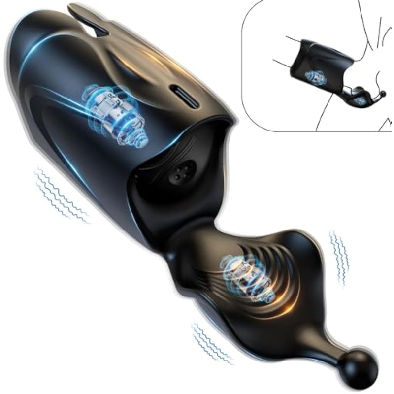 Automatic Male Masturbators - Double Action Penis Training Vibrator With 10 Modes, Vibrating Strokers Glans Penis Trainer Stimulator, Male Adult Sex Toys For Men, Mens Sex Machine Games Pleasure