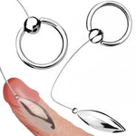 Oval Bullet Bdsm Urethral Sound Stainless Steel Penis Plug Bladder Dilators With Ring & Nylon Line Erotic Sm Sex Toys Set, Male Glans Rings Probe Tubes Plugs Dilator For Men Gay (10+12+14Mm)