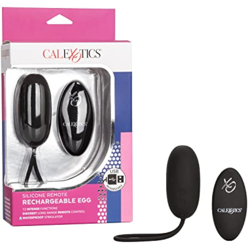 Silicone Remote Rechargeable Egg Bullet Vibrator, Waterproof And Silicone 12-Function Stimulator With Easy Retrieval Cord Adult Couple Sex Toy Black Se-0077-30-3