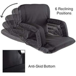 Stadium Seat Chair- Wide Bleacher Cushion With Padded Back Support, Armrests, 6 Reclining Positions And Portable Carry Straps, Midnight, Extra Wide
