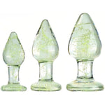 Luminous Glass Butt Plug Anal Plug Anal Sml Trainer Dilators With Rounded Safety Bottom, Crystal Glass Dildo G-Spot Massager Adult Sex Toys For Men Women (Sml)