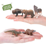 16Pcs Mini North American Woodland Animals Figurines Toys, Realistic Jungle Wild Animal Figures With Wolf,Bear,Bison,Reindeer Cake Toppers Birthday Gift Party Favors Toys For Toddler Kids