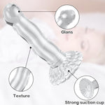 Cute Dildo Clear 6.7" Beginner Dildo With Strong Suction Cup Hand Free Play Flexible Soft Dong, Vaginal And Anal Stimulation Adult Sex G-Spot Dildos Toys For Adult- Transparent