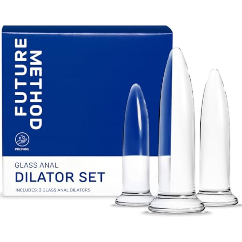 Glass Anal Dilator Set, 3-Piece Trainer Butt Plug Kit, Body-Safe Borosilicate Glass Plugs With Temperature-Adjustable Surface