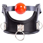Bdsm Leather Restraint Collar With Mouth Ball Adjustable Choker Bondage Sex Gag Toys