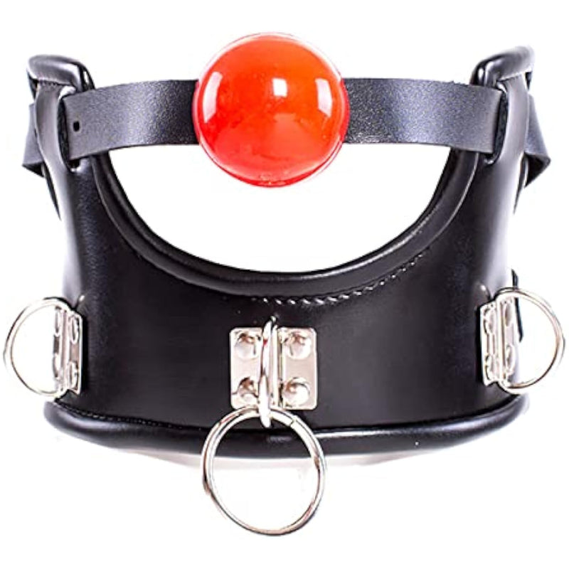 Bdsm Leather Restraint Collar With Mouth Ball Adjustable Choker Bondage Sex Gag Toys