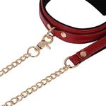 Faux Leather Bondage Collar With Chain Leash Set And Blindfold, For Adults Sm Restraint Sex Play Toys
