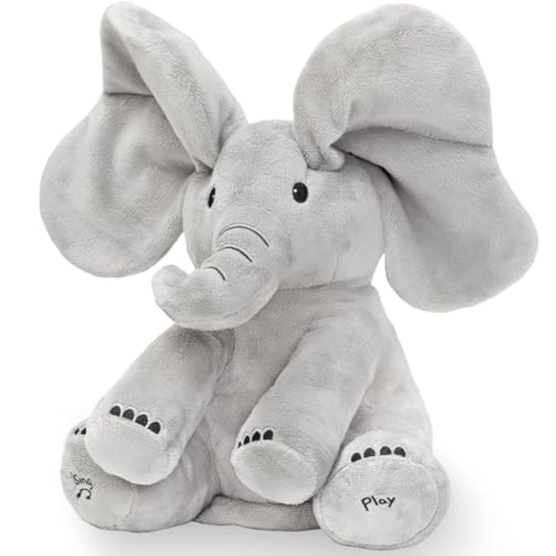 Peek A Boo Elephant Toy - Interactive Singing Elephant Teddy With Flapping Ears - For Newborn Baby Boys Or Girls - Peekaboo Soft Toy For Babies 0-12 Months +