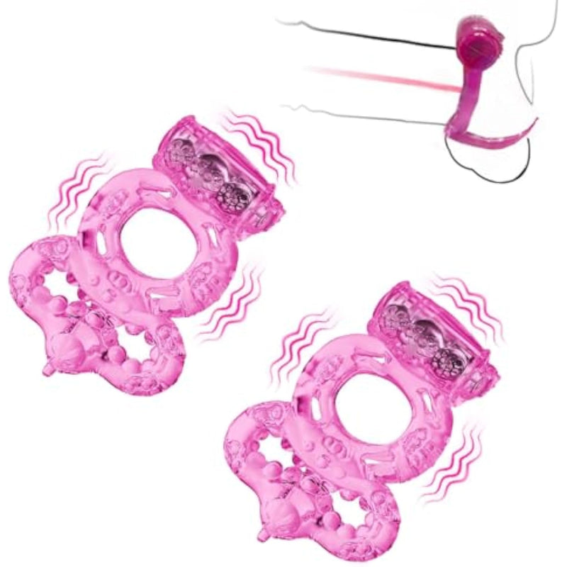 Vibrating Cock Ring For Men Delay Ejaculation, Disposable Penis Ring Vibrator Male Erection Enhancing Rings Trainer, Testicle Clitoral Stimulator Sex Toys For Couples Pleasure, 2 Packs
