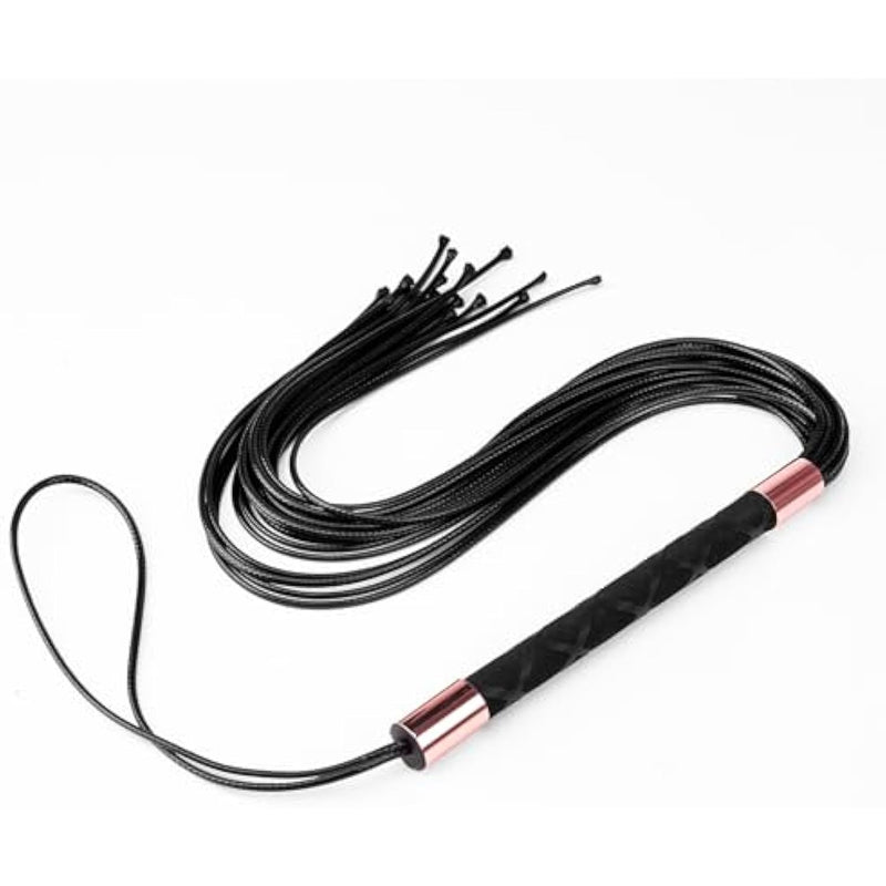 Sm Leather Sm Leather Restraint Bondage Sex Role Play Training Whip Flriting Frosted Handle Teaser Whip For Bdsm Role Play Sex Toy For Couple With Black Tassels Gold Metal Accessories