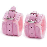 Adjustable Handcuffs Ankle Bracelets Sm Adult Plush Pu Leather Bondage Fetish Handcuffs Kit Cuff Restraint Set Sex Toy, Handcuff Restraints Adult Sex Toys Pink