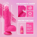 Thrusting Dildo Vibrator, Dual Density Thrusting Dildos, Realistic Heating Thrusting Vibrator, Women Remote Consoladores Sex Toys, With Suction Cup