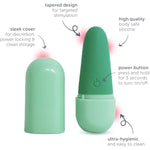 Private Pleasure Bullet Vibrator, Made Of Body-Safe Silicone, Quiet Mode, 10 Settings, Rechargeable & Waterproof, Hygiene & Privacy Cover, Green