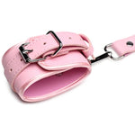 Pink Bondage Harness With Bows For Women, Men, & Bdsm Couples, Vegan Leather Restraints For Subs - Medium Large, Pink.