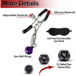 Sex Bondage Bdsm, Adjustable Behind Back Handcuffs Collar With Blindfold Nipple Clamp Anti-Collar Bondage Sex Toys Sm Adult Games Gear & Accessories.(Nylon)