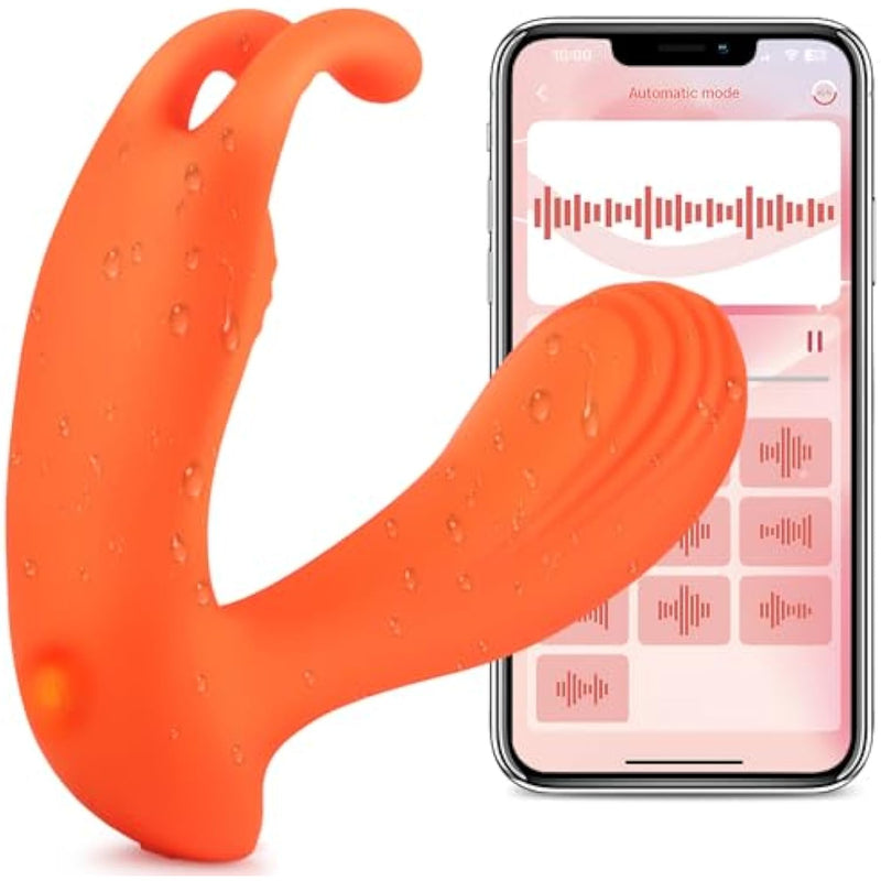 App Remote Control Clitoral G-spot Panty Vibrator for Women 4 in1 Dual Vibrating Wearable Couple Play Sexual Toys with 10 Vibrations Internal Adult Sex Toys for Female (Orange)