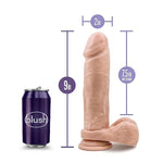 Blush Au Naturel 9" Realistic Dildo W/Balls, Lifelike Penis - Dual Density Sensafeel Tpe, Flexishaft Bendable Core - Suction Cup, Harness Compatible, Body Safe Sex Toy For Women & Couples - (Vanilla)