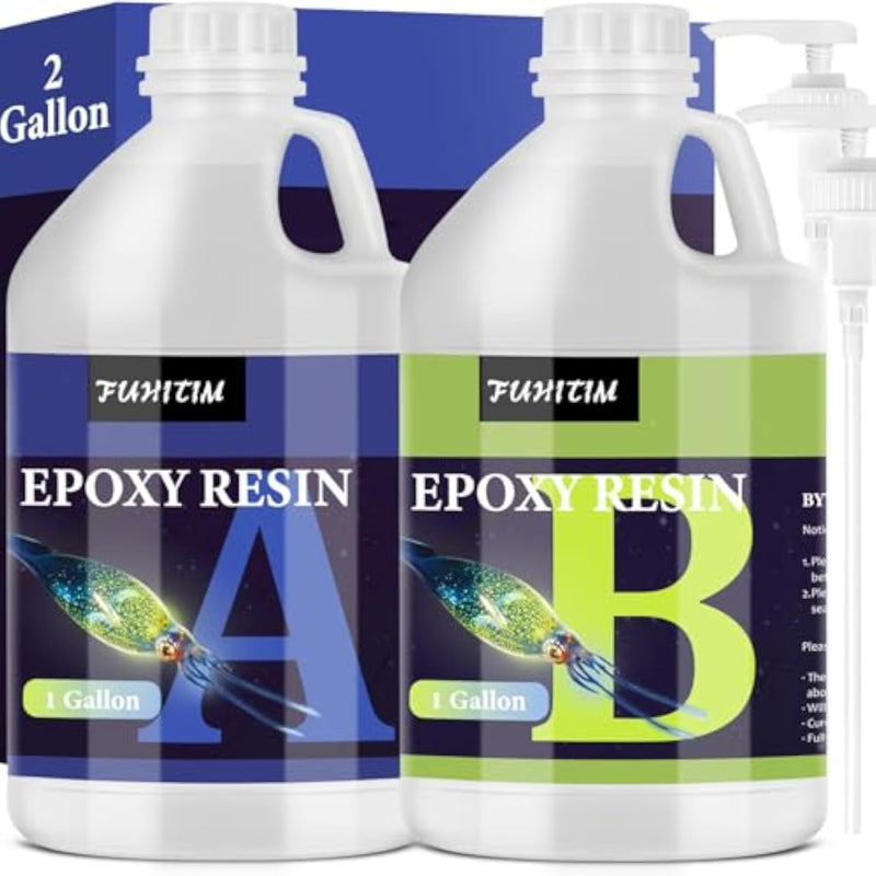 Crystal Clear Epoxy Resin Kit, 2 Gallon Set, Includes 1 Gallon x 2 Bottles